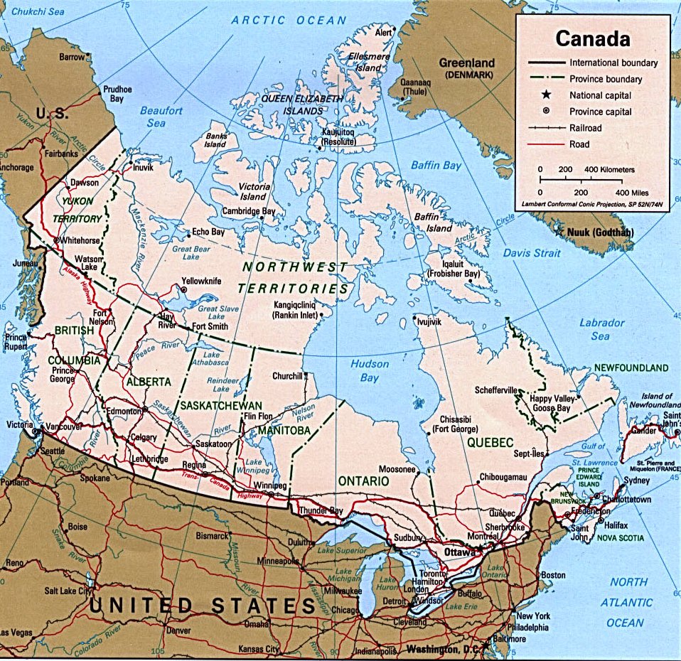 Map Of Northern Us And Canada